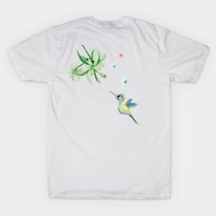 Watercolor Hummingbird with Orchid T-Shirt